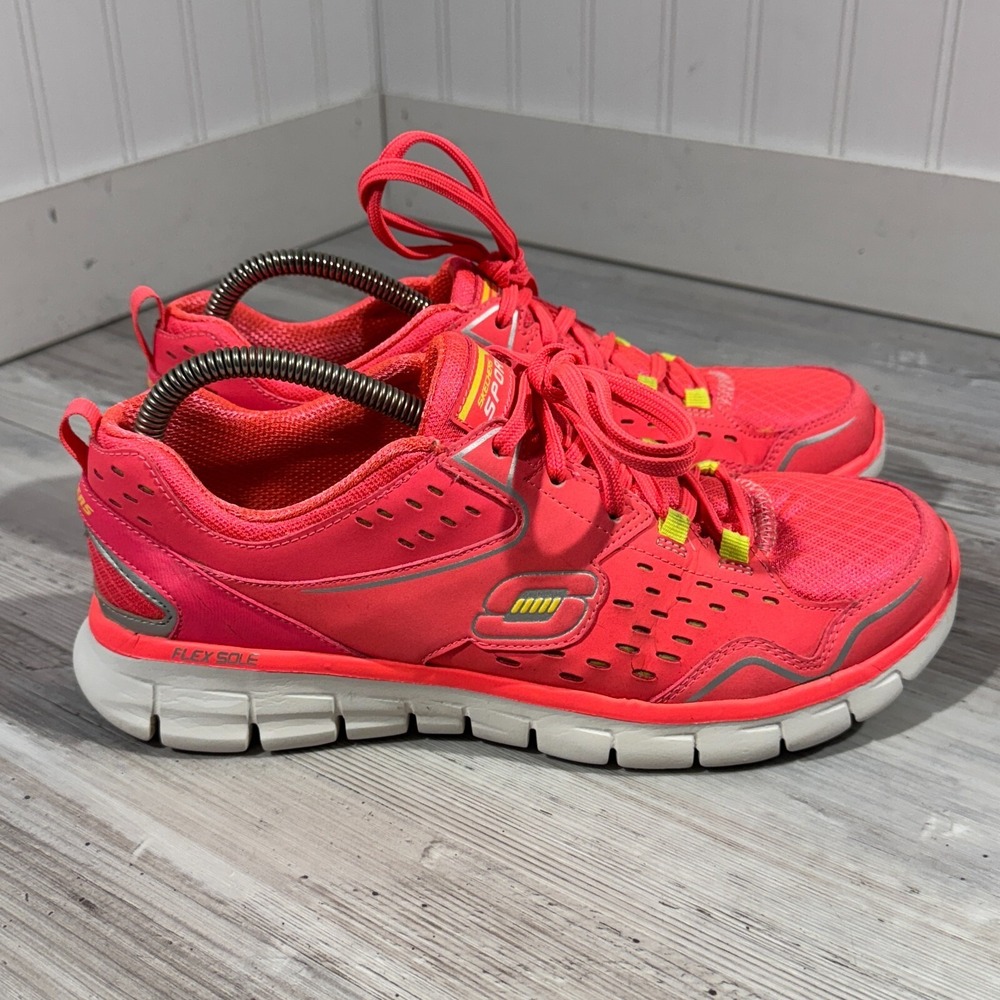 Skechers Synergy Flex Sole Sneakers‎ Womens US 8.5 Lace up Shoes 11792 HotPink